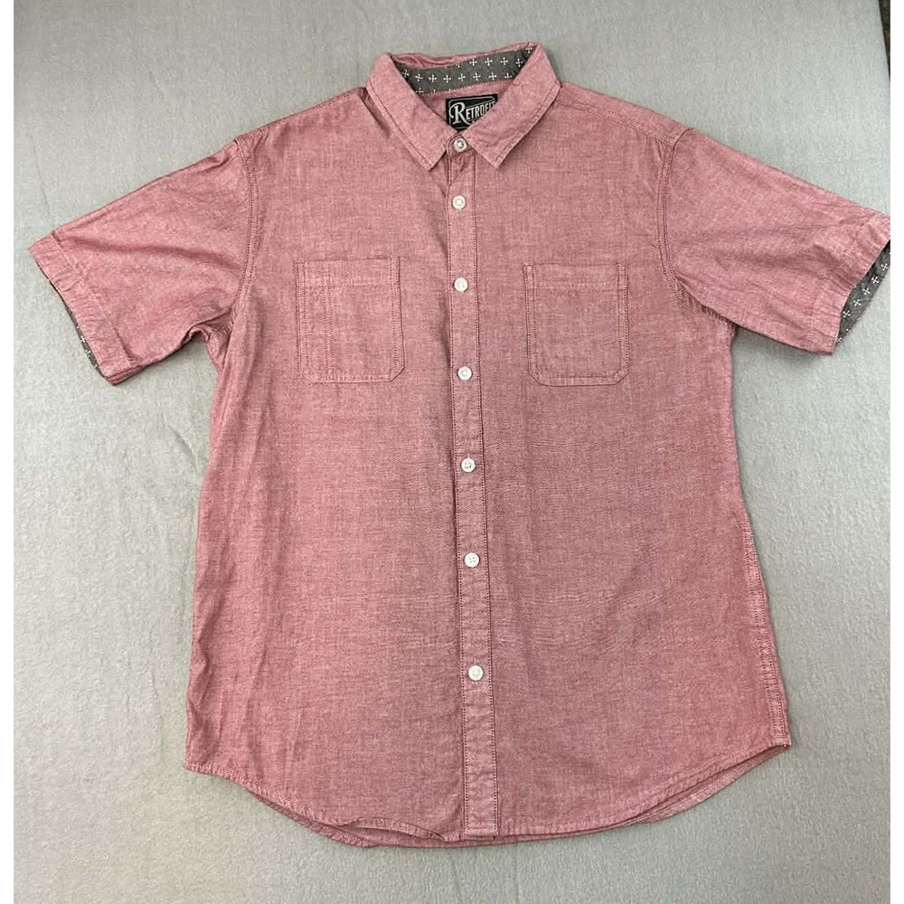 Retrofit Heritage Oxford Button Up‎ Shirt Red Mens Medium